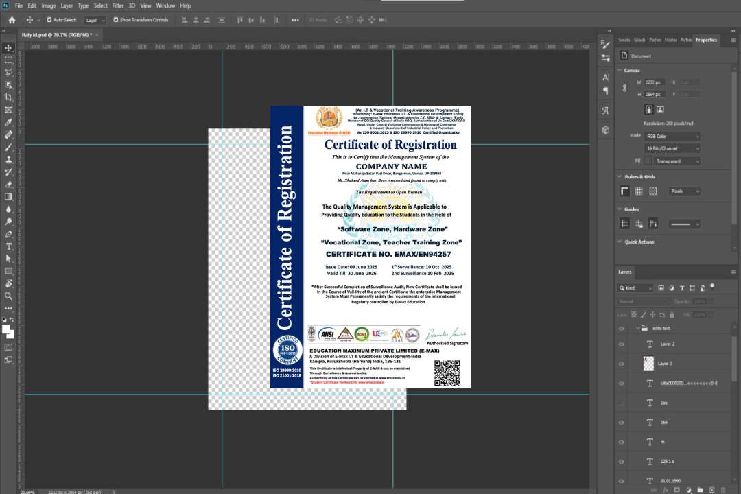 Modèle Word et PDF de certificat d'enregistrement en Inde, version 2 template